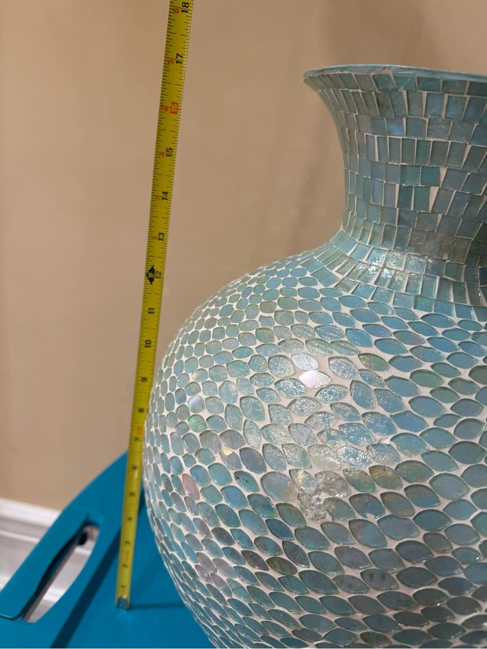 Pier 1 New Sea Glass Mosaic Decorative Vase